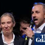 Lead Saxony Anhalt candidate Ulrich Siegmund, right, speaks beside party co-founder Alice Weidel at an election party on Sunday after the AfD was projected to win the state election.